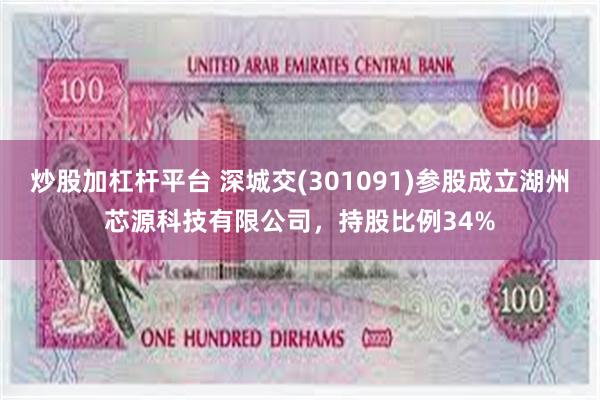 炒股加杠杆平台 深城交(301091)参股成立湖州芯源科技有限公司，持股比例34%