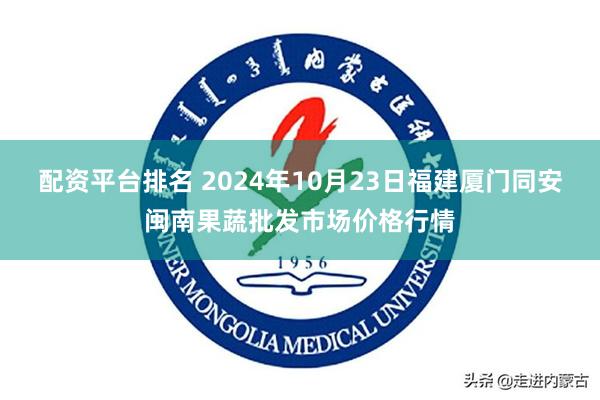 配资平台排名 2024年10月23日福建厦门同安闽南果蔬批发市场价格行情